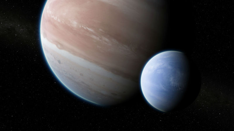 Representación artística de la exoluna en Kepler-1625b